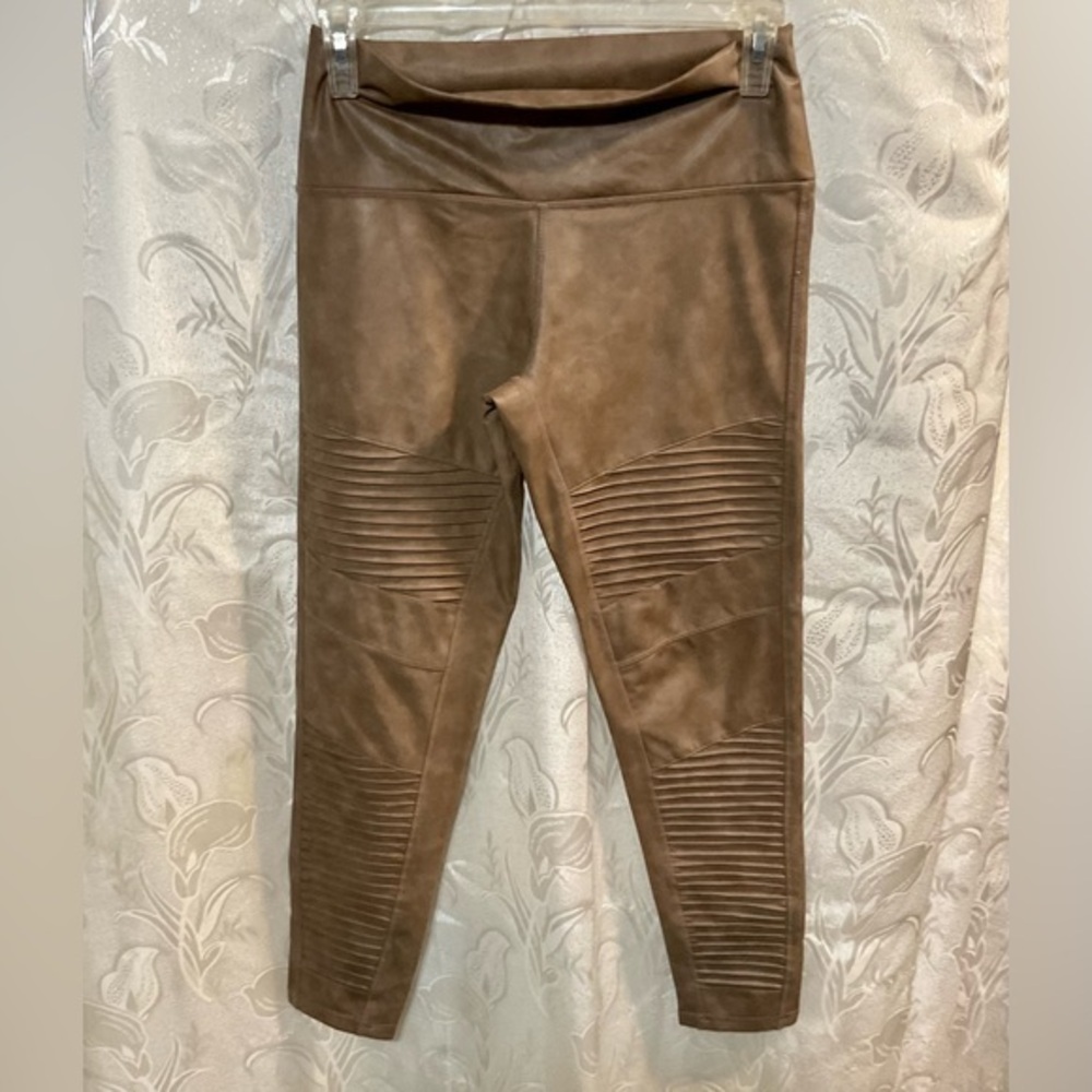 7 For All Mankind Tan Faux Leather Pants
